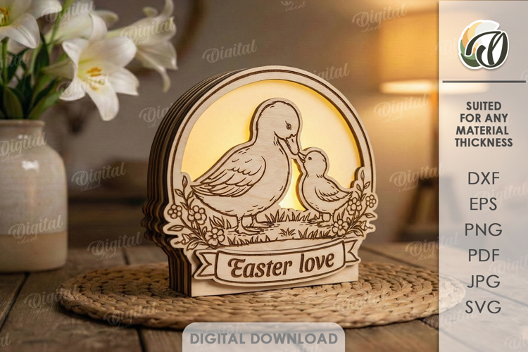 3D Easter Lamp Laser Cut. Night Light. Led Lamp SVG