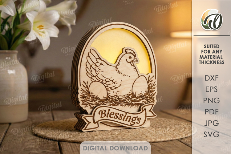 3D Easter Lamp Laser Cut. Night Light. Led Lamp SVG