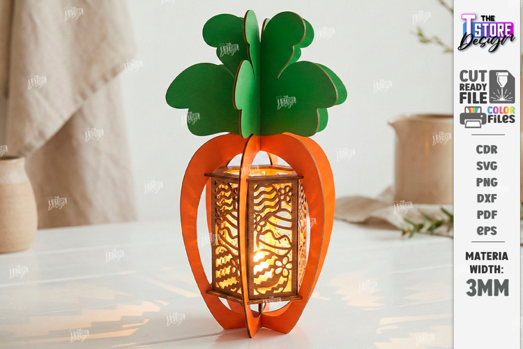 Easter Lantern Laser Cut | Bunny and Carrot | 3D Night Light