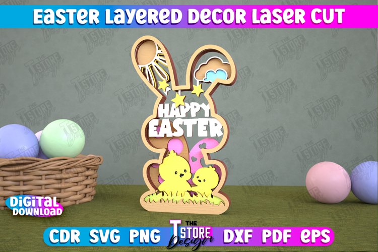 Easter Layered Decor SVG | 3D Easter Laser Cut |Happy Easter