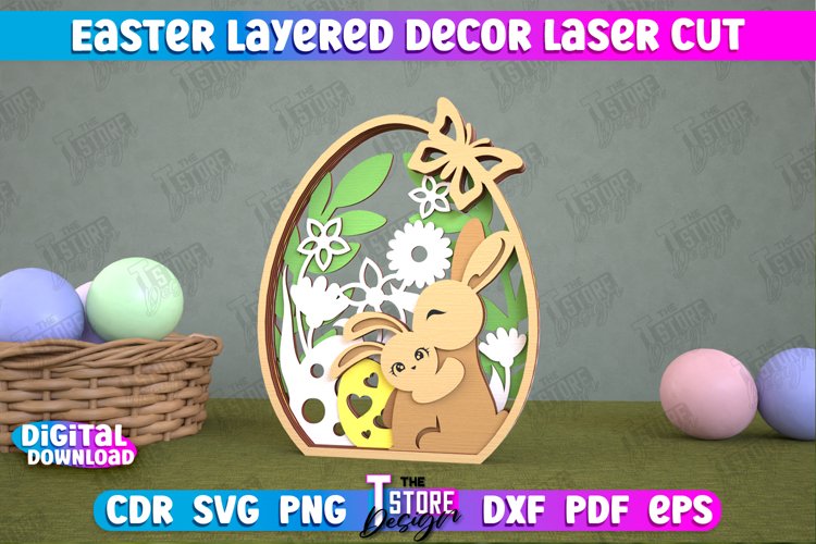 Easter Layered Decor SVG | 3D Easter Laser Cut |Happy Easter
