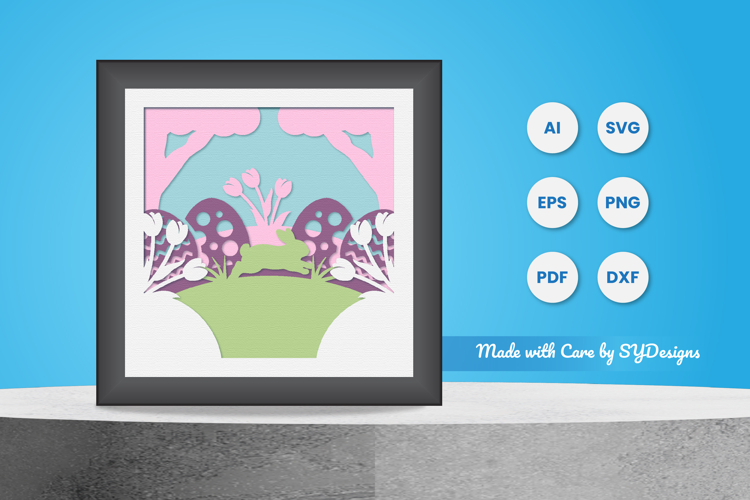 Easter Layered Paper Cut SVG | Spring Bunny Shadow Box SVG