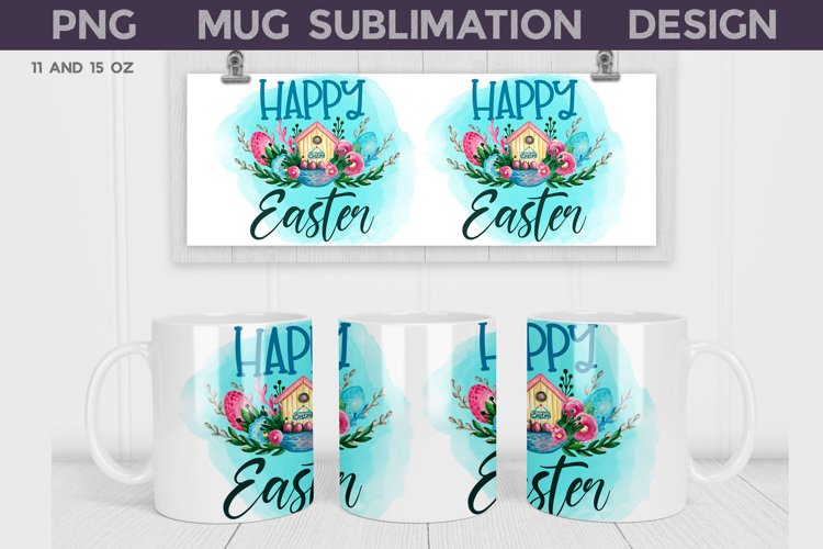 Happy Easter Mug Wrap | Spring Mug Sublimation