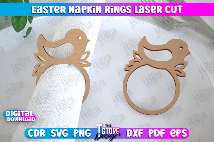 Easter Napkin Rings Laser Cut, Easter Table Decor SVG Design