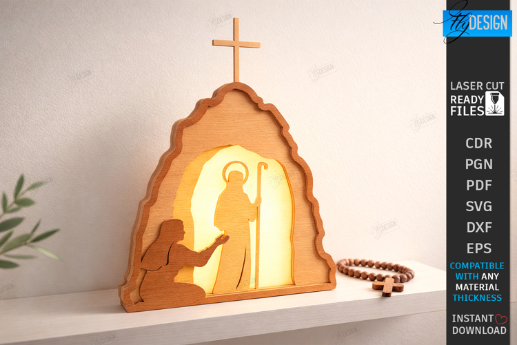 Easter Night Light Laser Cut | Religious LED Light SVG | CNC
