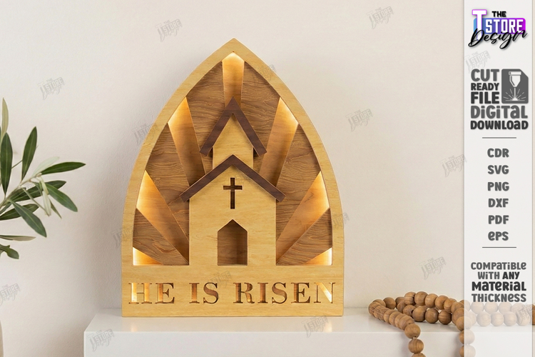 Easter Night Light Laser Cut | Religious LED Light SVG | CNC