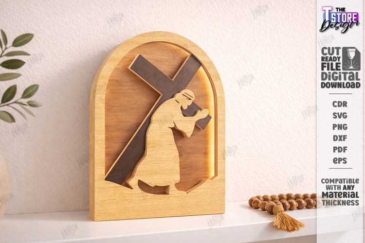 Easter Night Light Laser Cut | Religious LED Light SVG | CNC