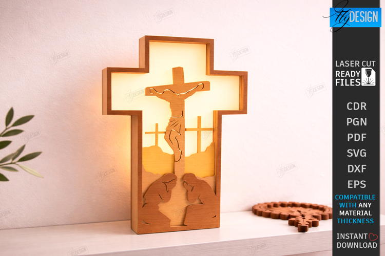 Easter Night Light Laser Cut | Religious LED Light SVG | CNC