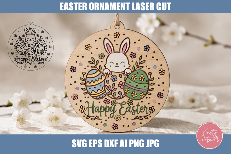 Happy Easter Ornament Laser Cut SVG