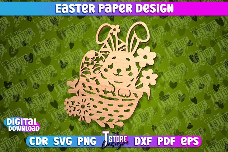 Easter Paper Design | Decorative Rabbit | Happy Easter example image 1