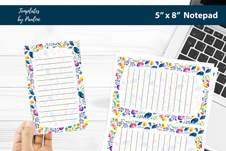 Easter party printable notepad template, Digital memo pad