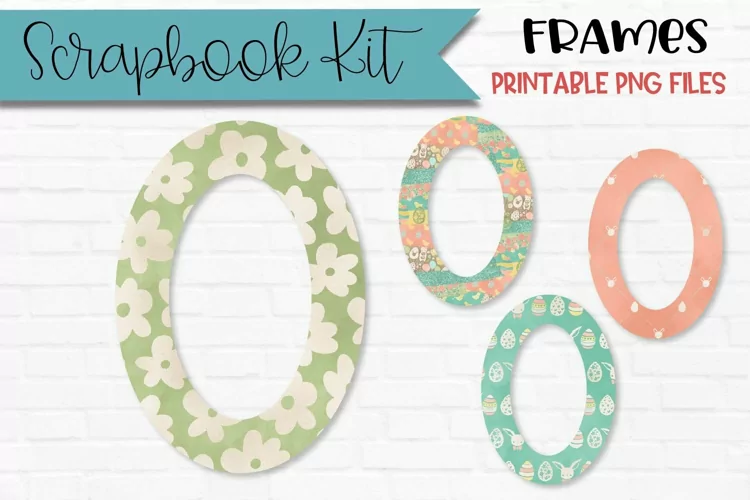 Easter Pattern Scrapbook Frames | Set Of 4 Ovals