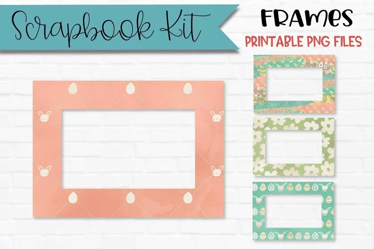 Easter Pattern Scrapbook Frames | Set Of 4 Rectangles