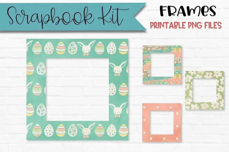 Easter Pattern Scrapbook Frames | Set Of 4 Squares