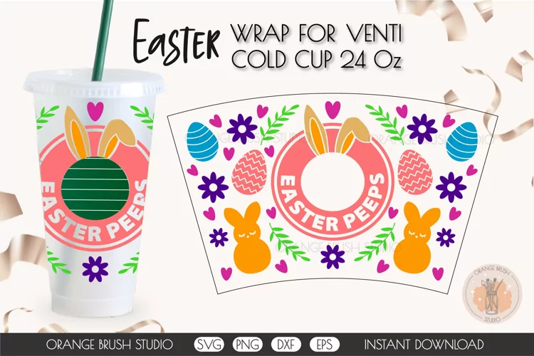 Easter Bunny SVG Wrap for Venti Cold Cup 24 Oz