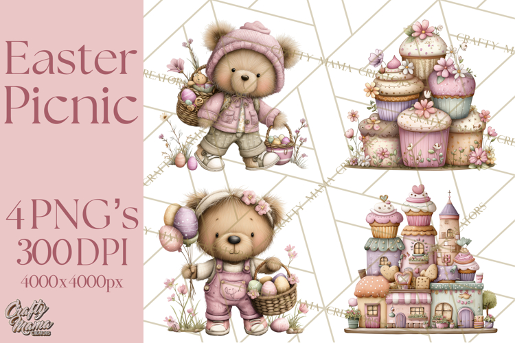 Easter Picnic Animal Clipart, Cute Spring Picnic PNG