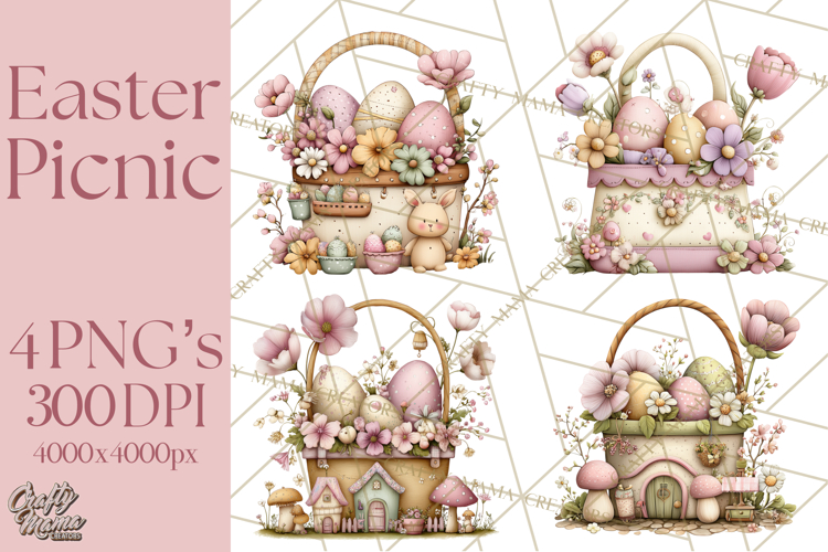 Easter Picnic Animal Clipart, Cute Spring Picnic PNG