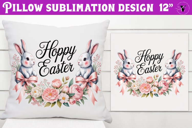 Christian Easter pillow sublimation | Hoppy Easter design