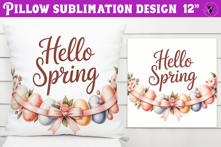 Christian Easter pillow sublimation | Hello Spring design