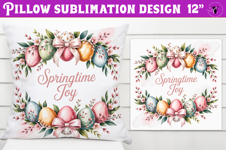 Christian Easter pillow sublimation | Springtime joy design