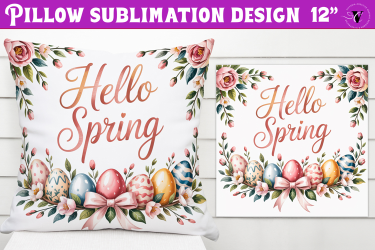Christian Easter pillow sublimation | Hello Spring design