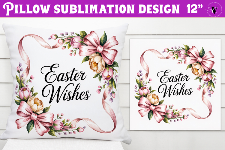 Christian Easter pillow sublimation | Easter Wishes design