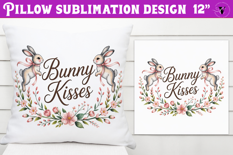 Christian Easter pillow sublimation | Bunny Kisses design