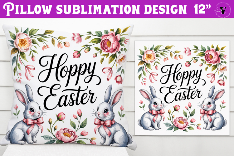 Christian Easter pillow sublimation | Hoppy Easter design
