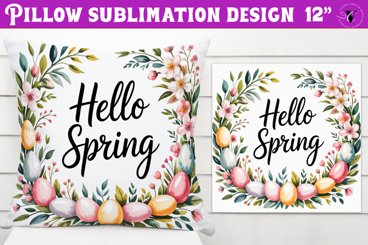 Christian Easter pillow sublimation | Hello Spring design