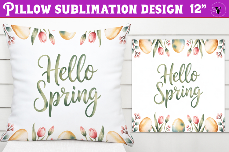 Christian Easter pillow sublimation | Hello Spring design