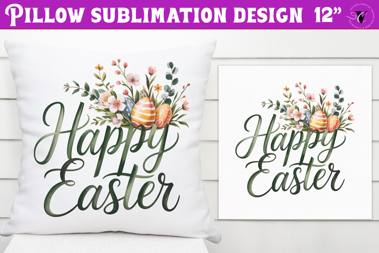 Christian Easter pillow sublimation | Happy Easter design