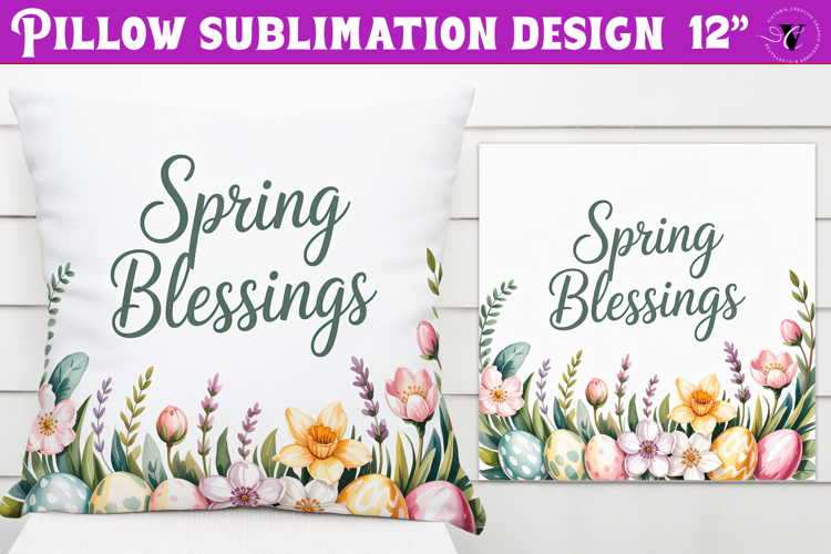 Christian Easter pillow sublimation | Spring Blessing design