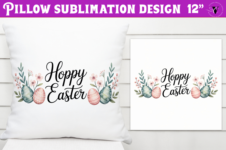 Christian Easter pillow sublimation | Hoppy Easter design