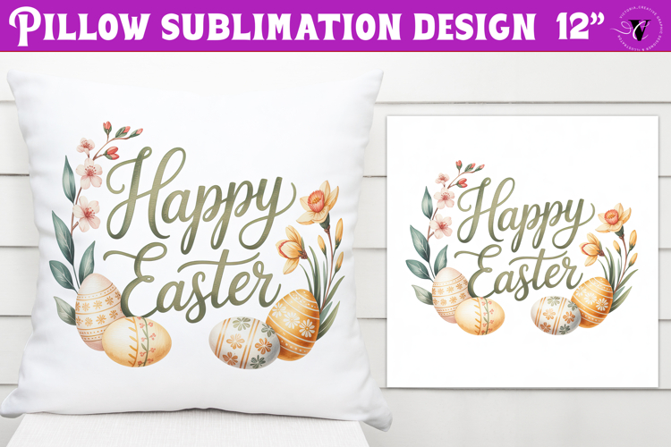 Christian Easter pillow sublimation | Happy Easter design
