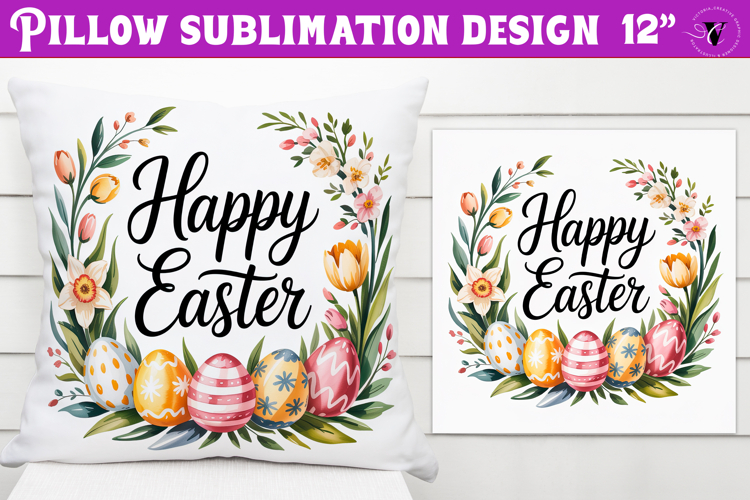 Christian Easter pillow sublimation | Happy Easter design