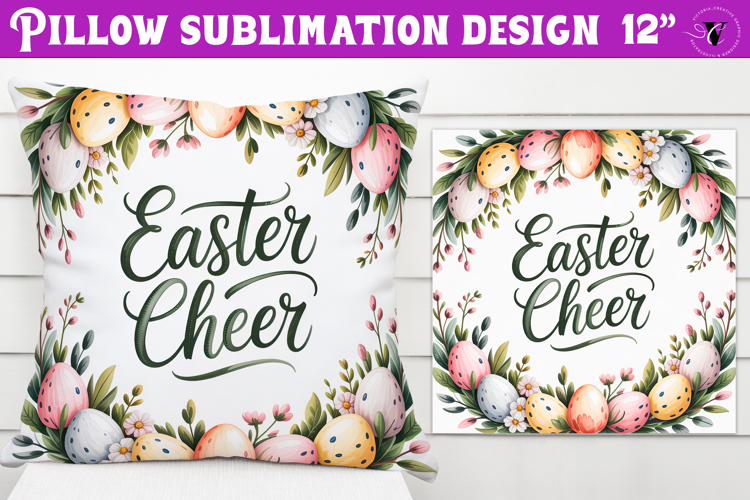 Christian Easter pillow sublimation | Easter Cheer design