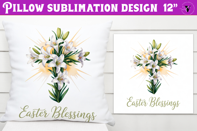 Christian Easter pillow sublimation | Spring Blessing design