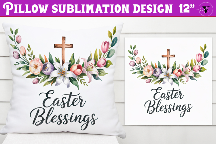 Christian Easter pillow sublimation | Spring Blessing design