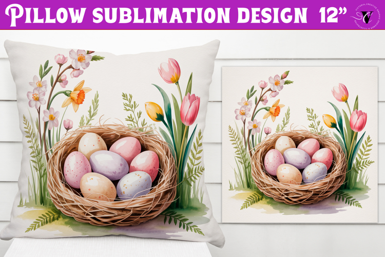 Christian Easter pillow sublimation | Easter Eggs design