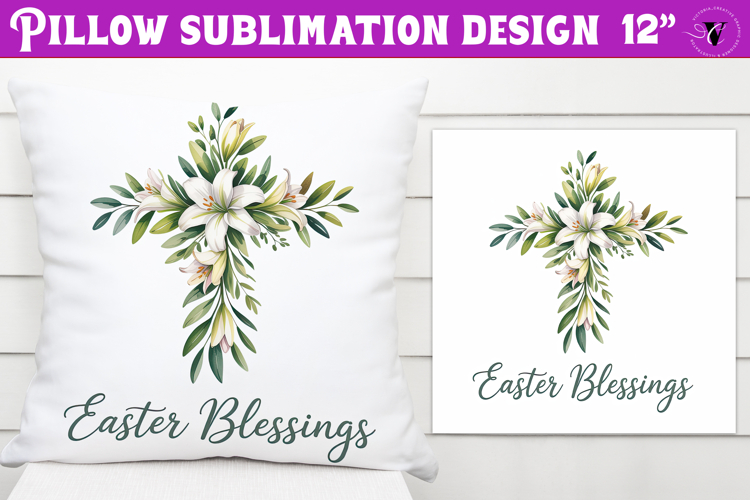 Christian Easter pillow sublimation | Easter Blessing design