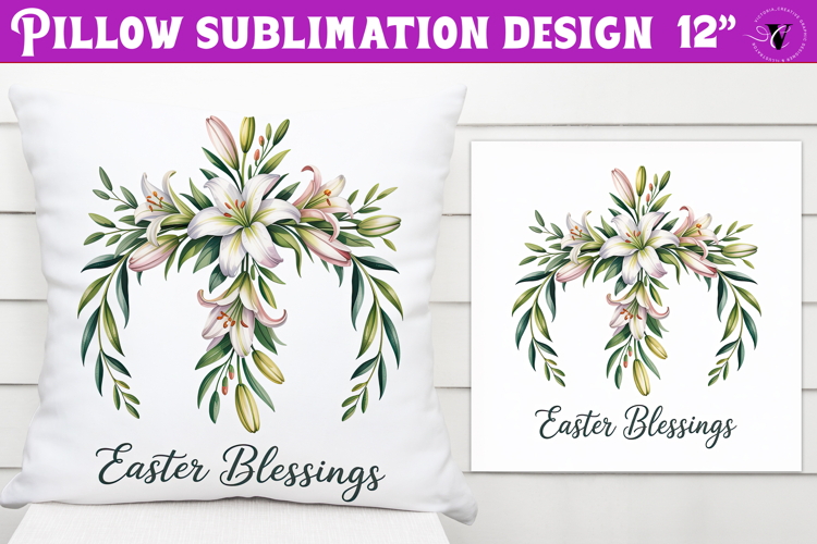 Christian Easter pillow sublimation | Easter Blessing design