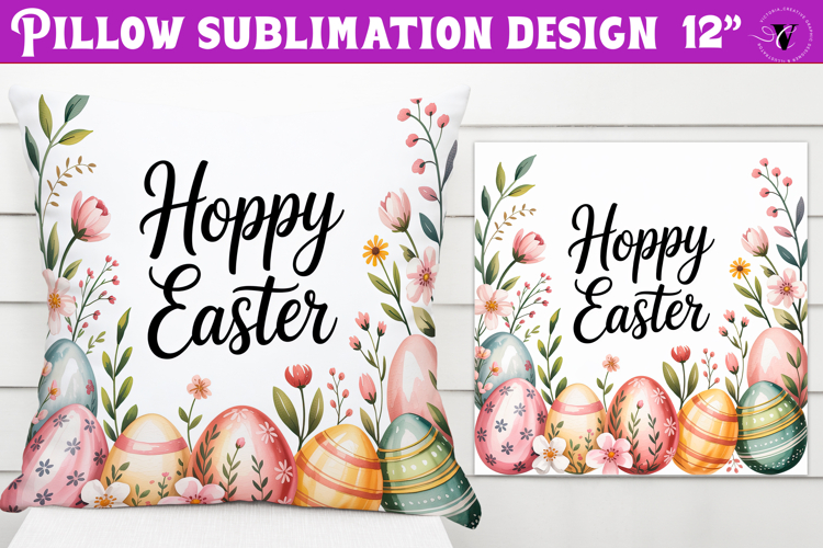 Christian Easter pillow sublimation | Hoppy Easter design