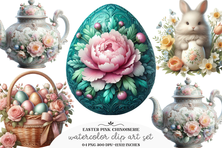 Easter PNG Pink Chinoiserie - Easter PNG
