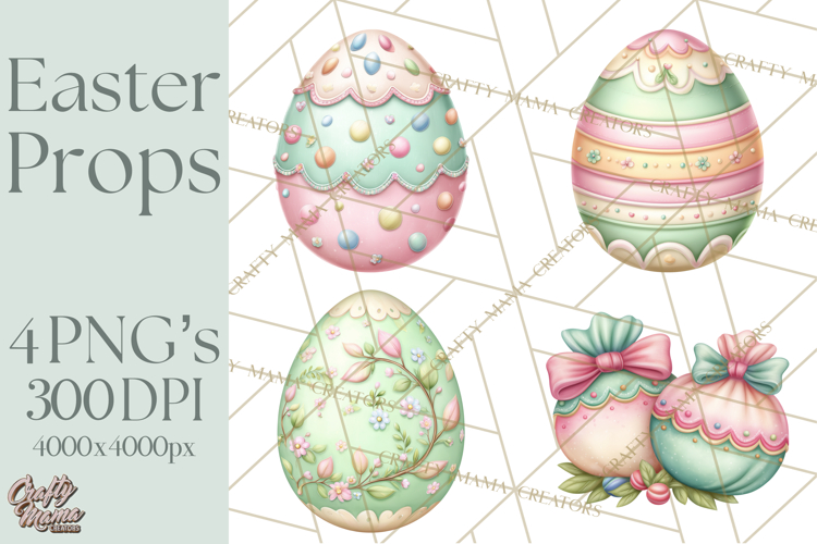 Easter Props Clipart PNG, Cute Easter Icons, Eggs Baskets