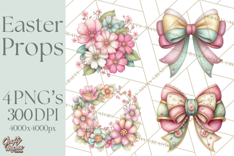 Easter Props Clipart PNG, Cute Easter Icons, Eggs Baskets