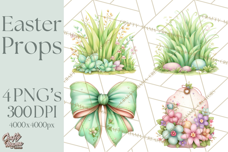 Easter Props Clipart PNG, Cute Easter Icons, Eggs Baskets