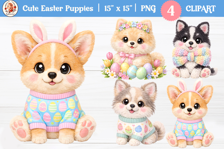 Easter Cute Puppies Clipart