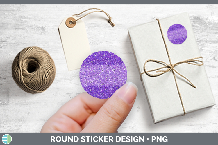 Easter Purple Glitter Stickers | Round Labels Designs
