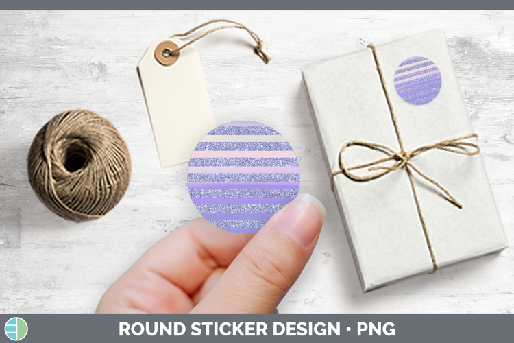 Easter Purple Glitter Stickers | Round Labels Designs