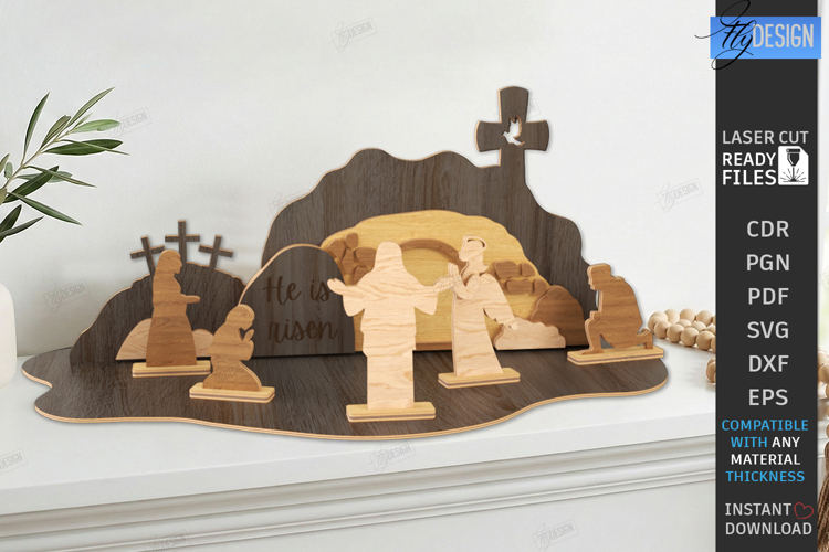 Easter Resurrection Scene Laser Cut | Holy Week SVG | CNC